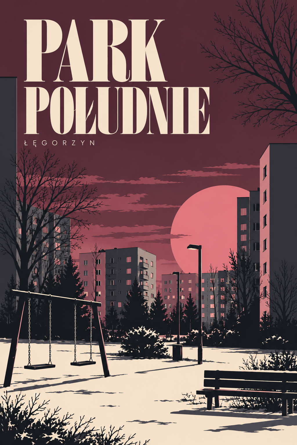 Ilustrowany plakat Parku Południe w Łęgorzynie